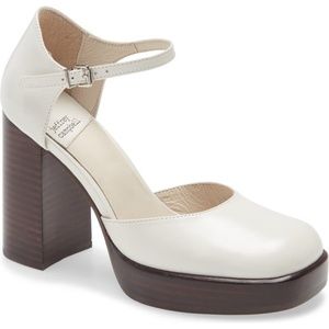 Jeffrey Campbell Star-Man Platform Pump in Ivory Leather